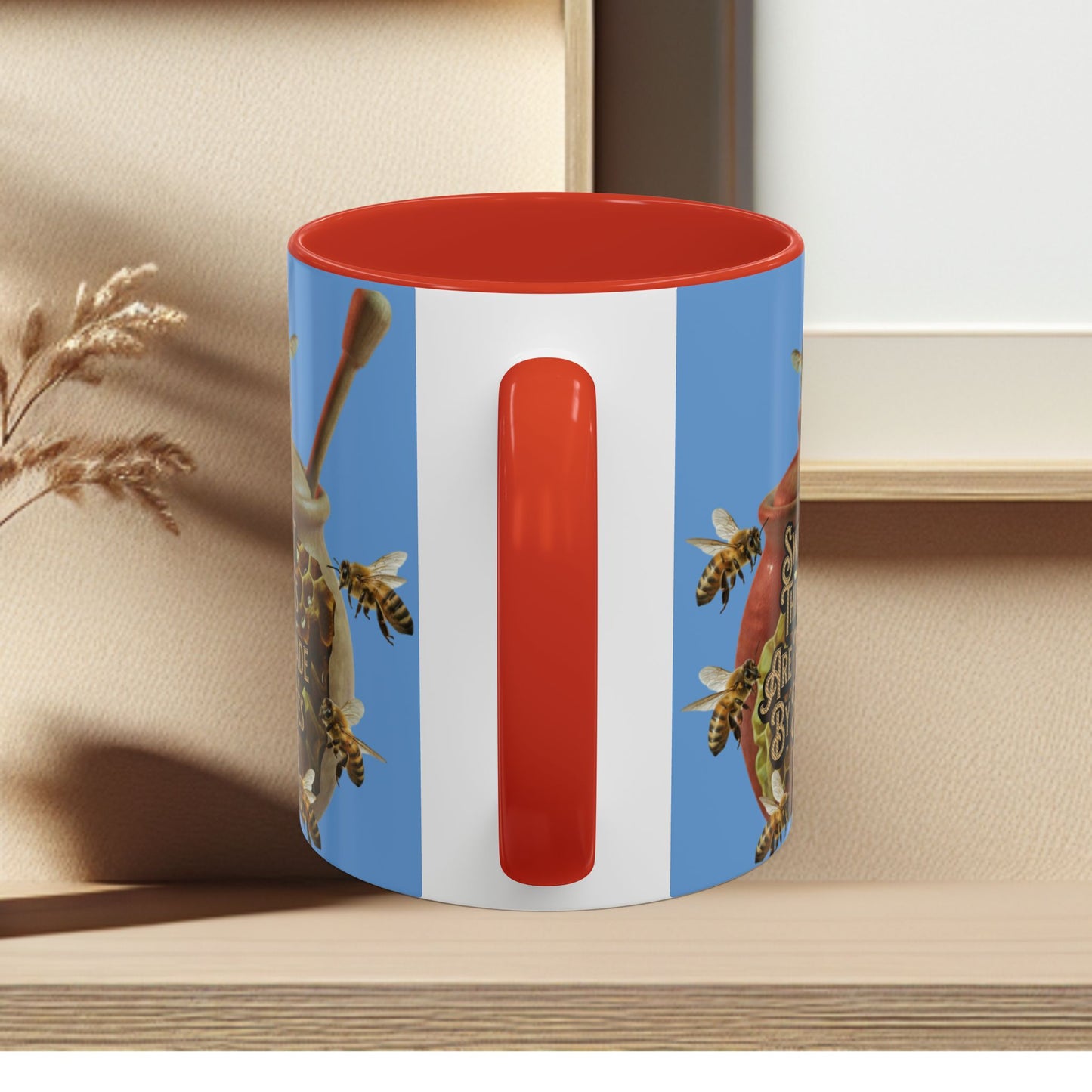 Oh Honey Honey Ceramic Coffee Mug — "Sweet Things Are Made By Bees" Honey Bee Accent Mug