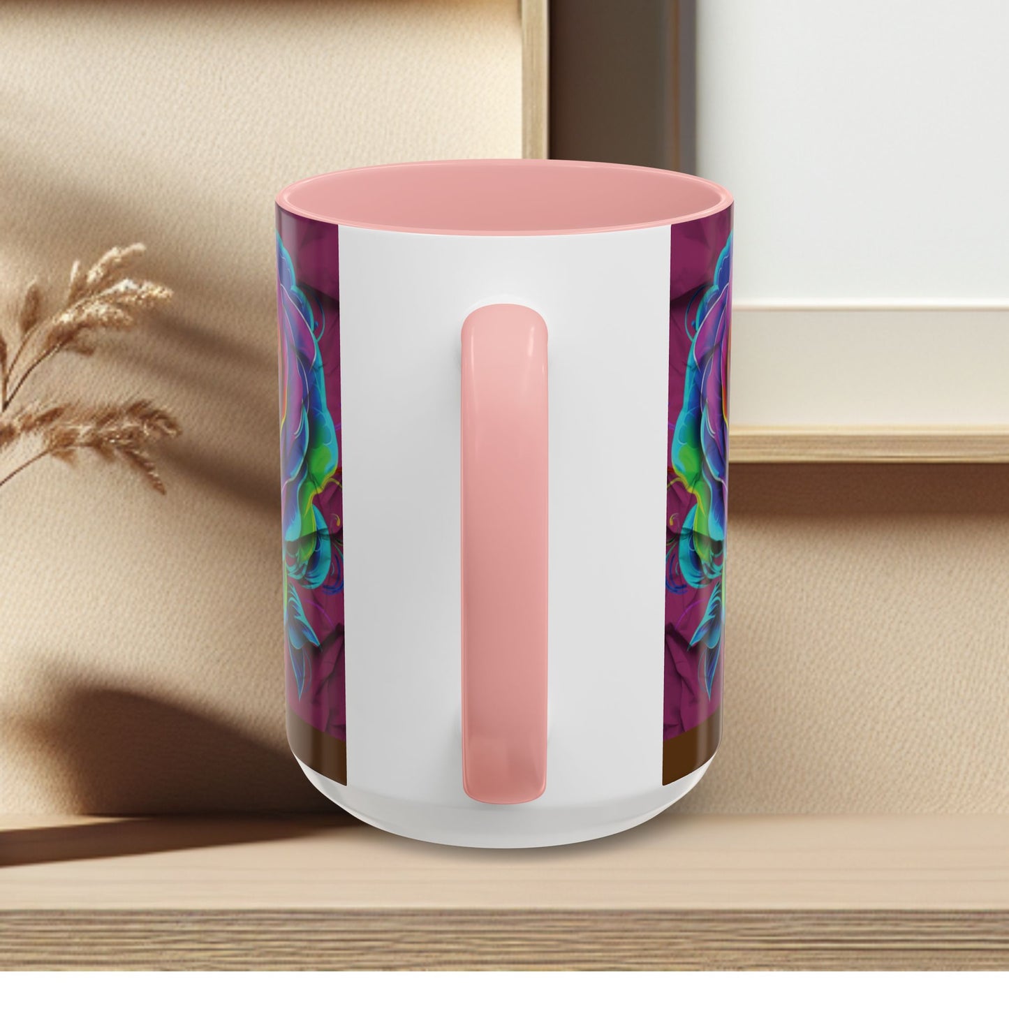 Rainbow Rose Accent Coffee Mug — Colorful Floral 11/15oz