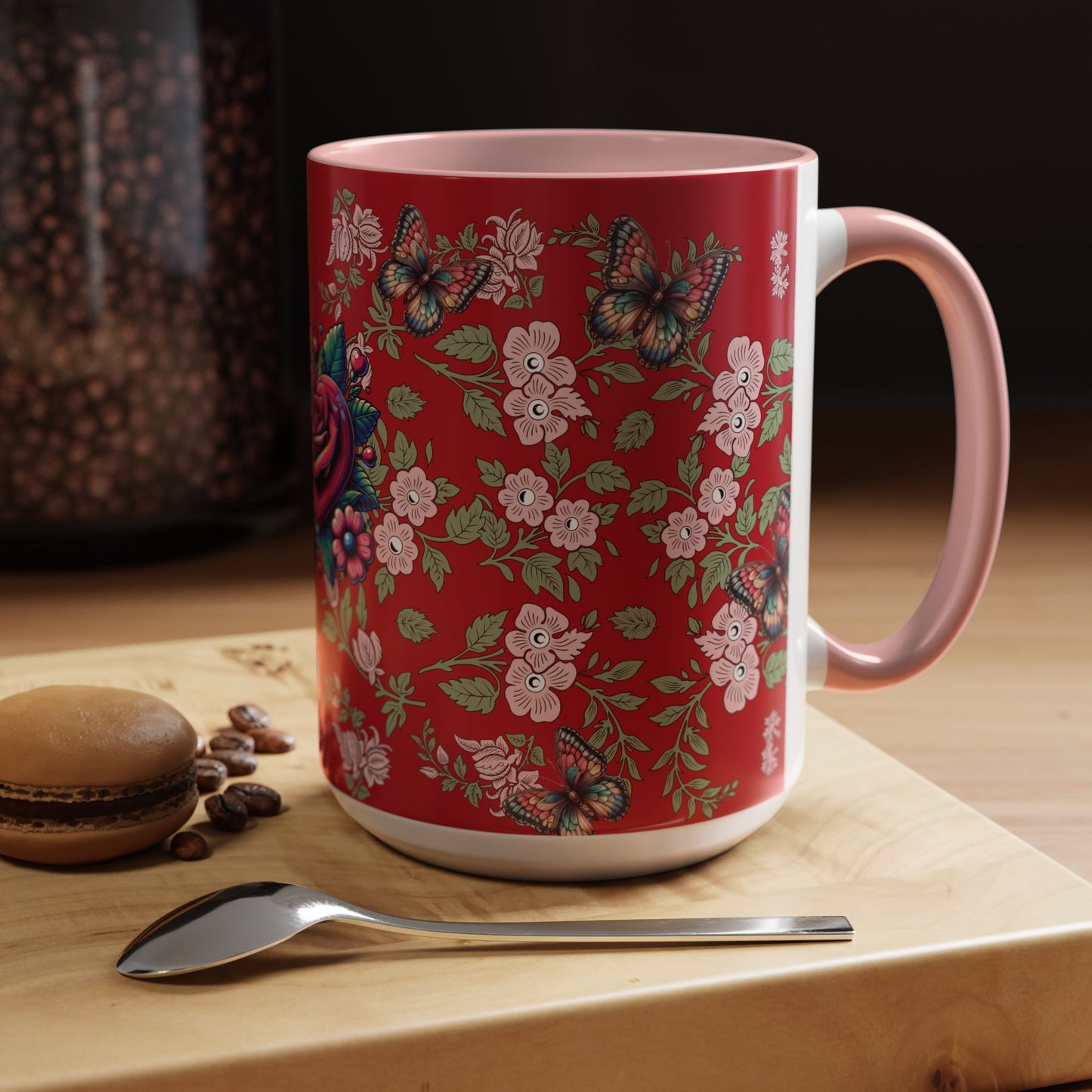 Floral Coffee Mug Red