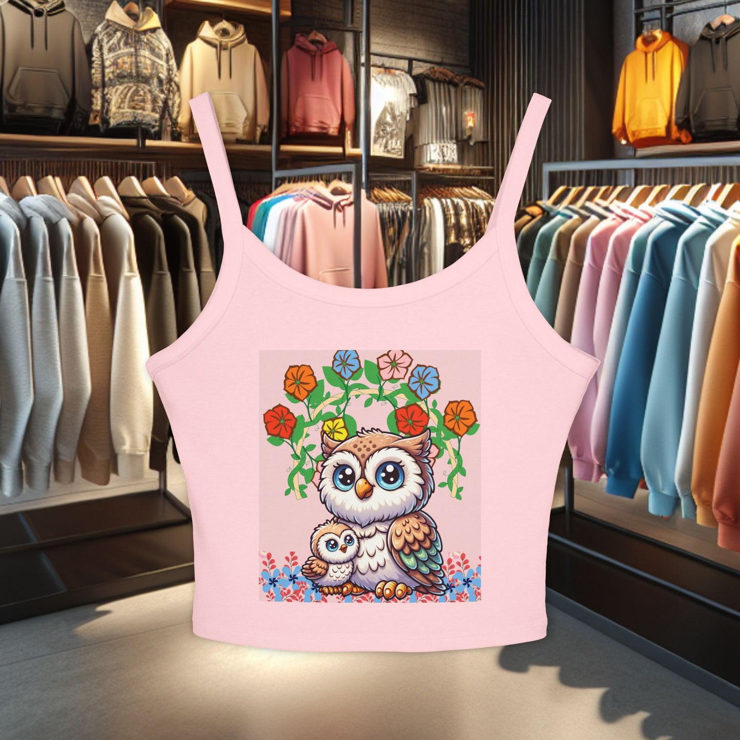 Women's Tank Top - Owl with its baby Design
