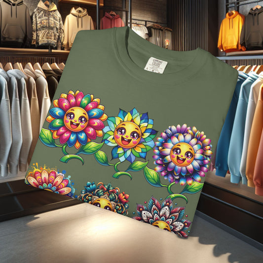 Happy Flowers Garden T-Shirt — Floral Garden Tee for Spring & Everyday