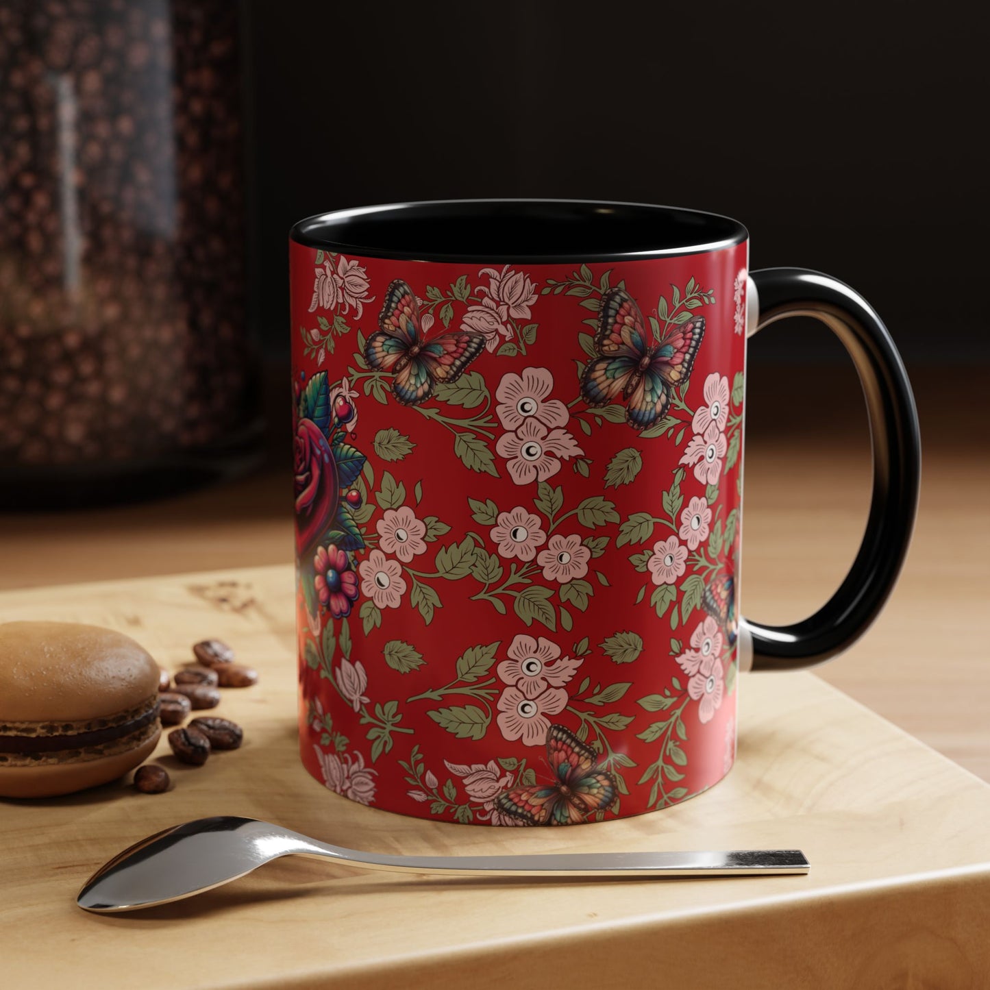Floral Coffee Mug Red