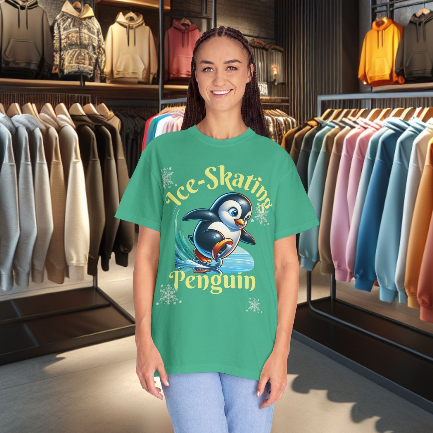Ice-Skating Penguin T-shirt - Holidays Festive Top