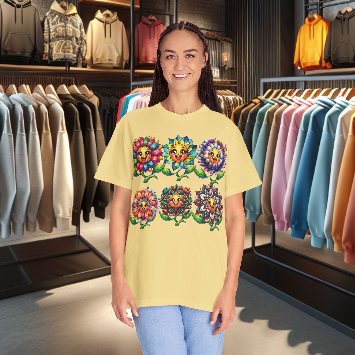Happy Flowers Garden T-Shirt — Floral Garden Tee for Spring & Everyday