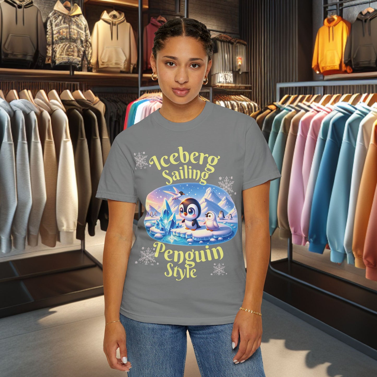 Iceberg Sailing Penguin T-shirt - Holidays Festive Top