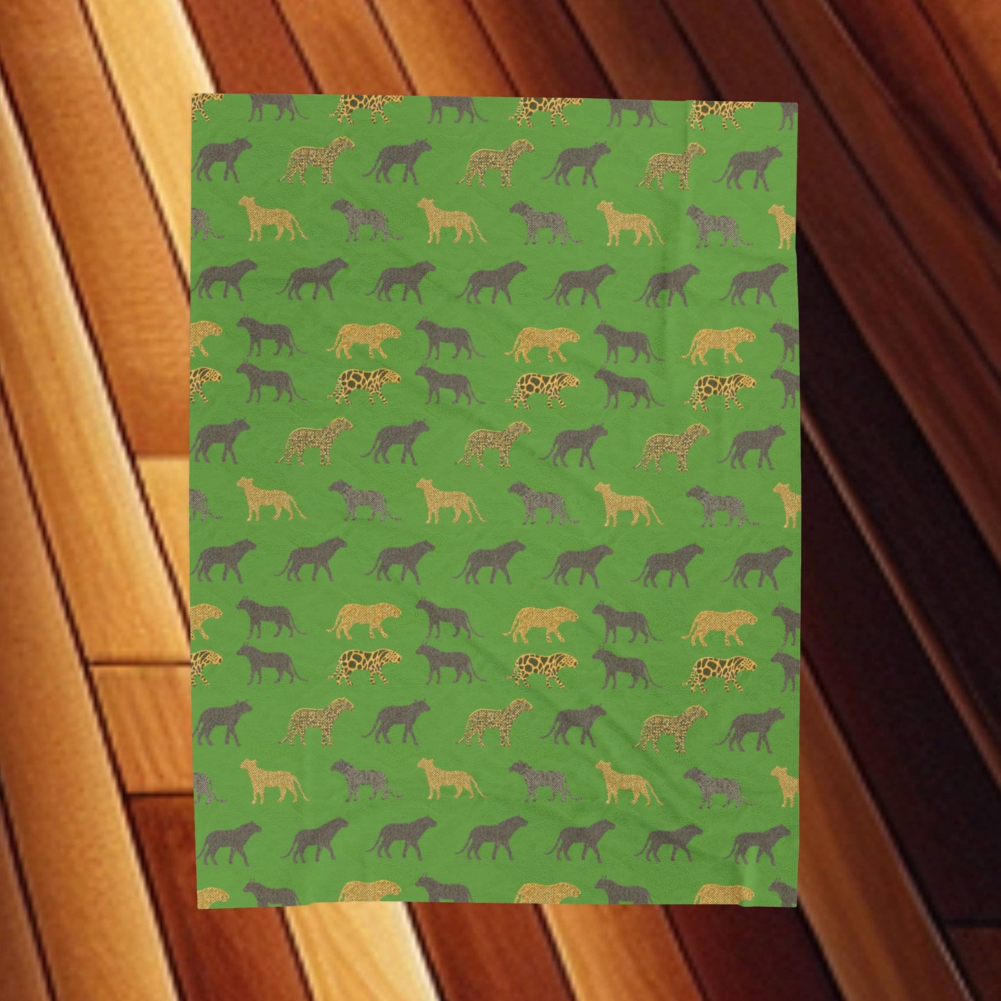 Animal Print Green Velveteen Plush Blanket