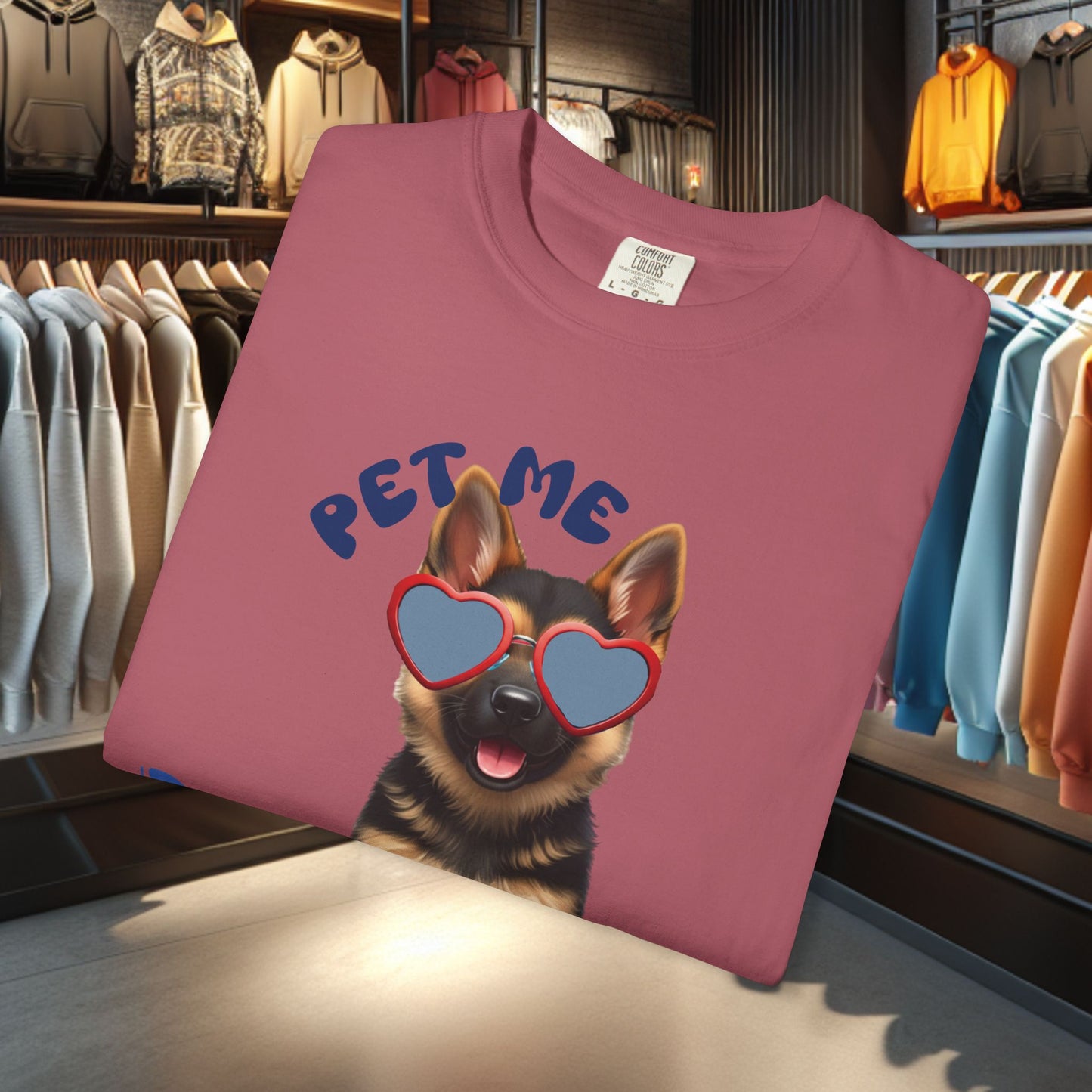 German Sheperd Puppy Tee — "Pet Me" Dyed T-Shirt