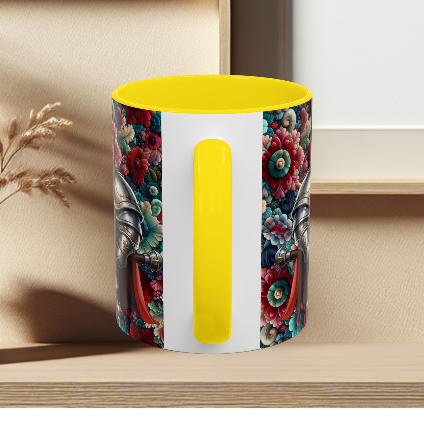 Adventurers Accent Coffee Mug — Dwarf within Armor with a Double-Bladed Battle Axe Design (11/15oz)
