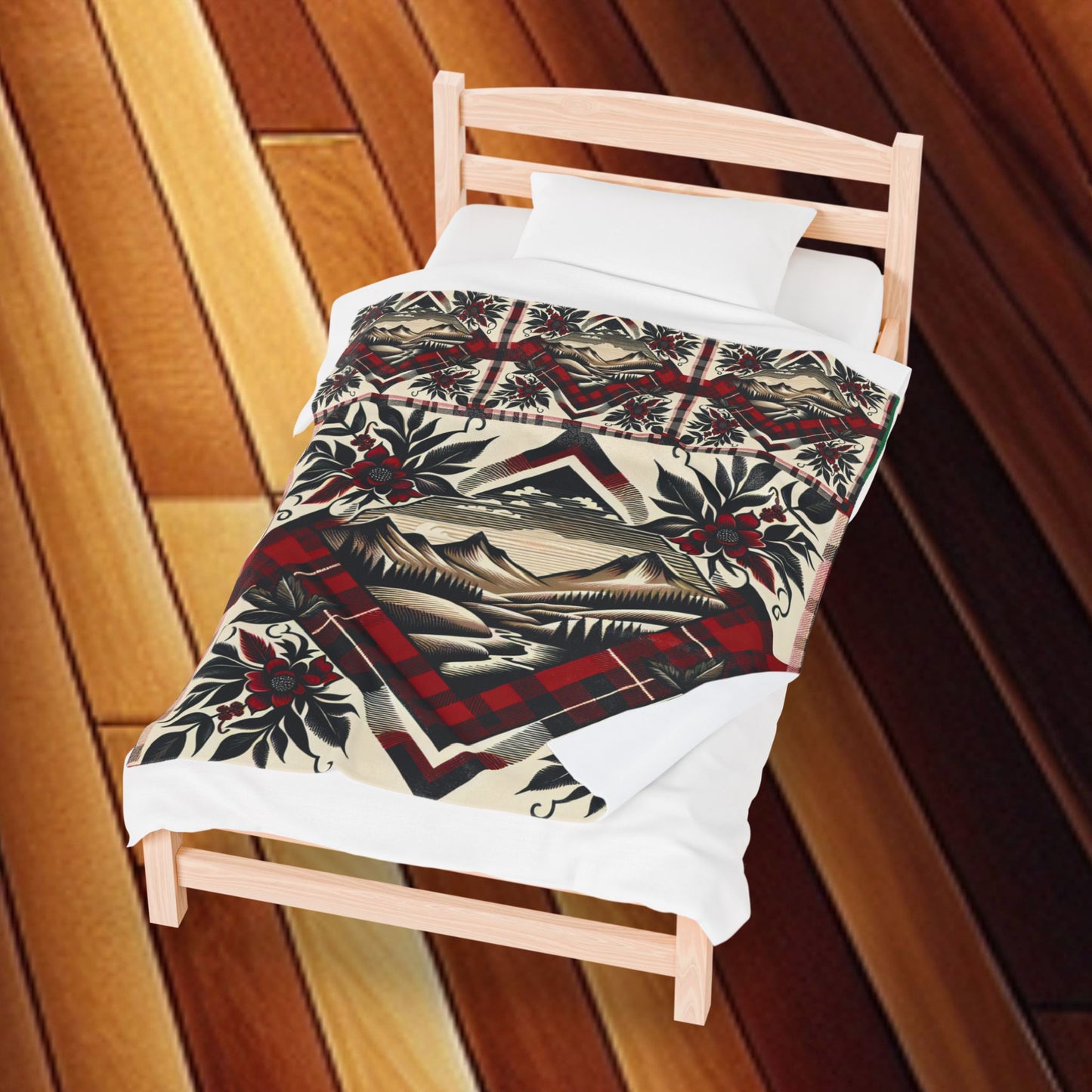 Mountain Getaway Velveteen Plush Blanket — Cozy Mountain Throw