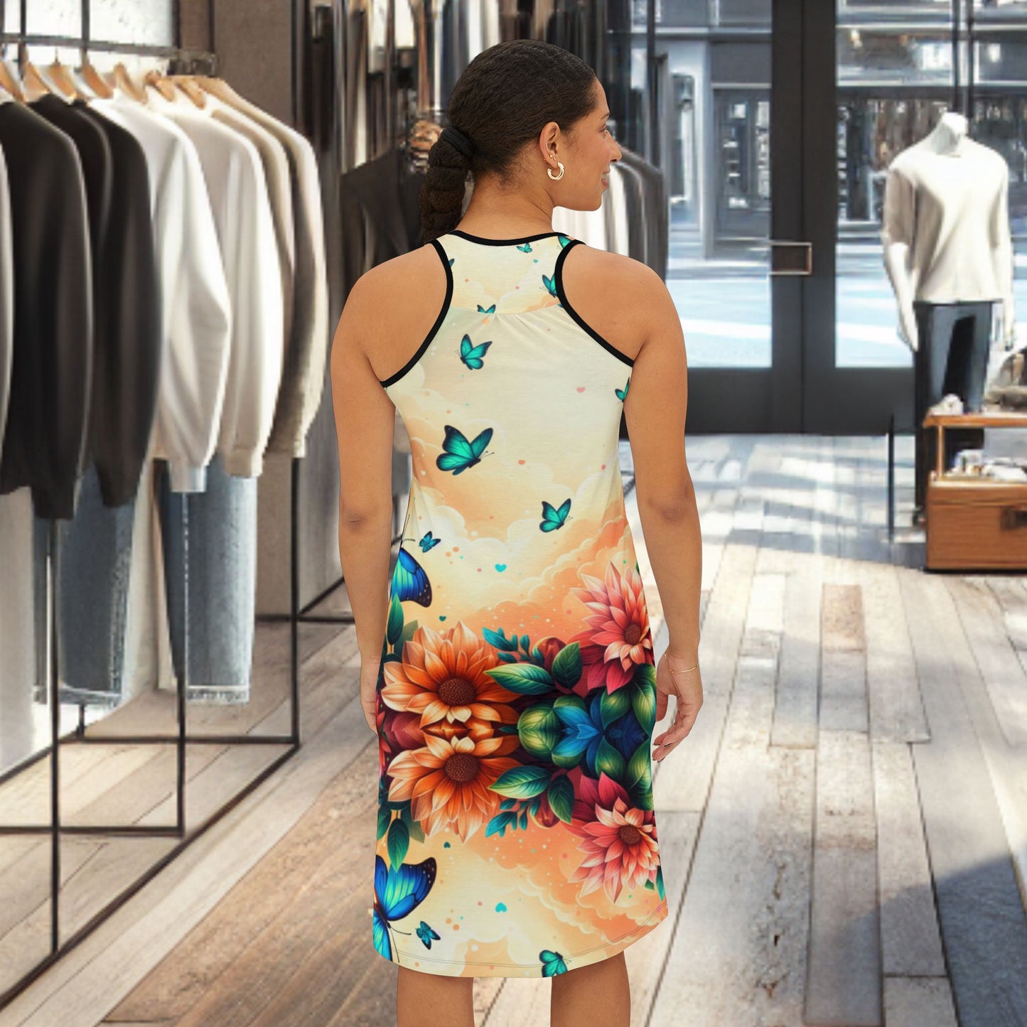 Playfulness to Sunny Days Gradient Racerback Dress — Groovy Multi Color Kitty - AOP Dress