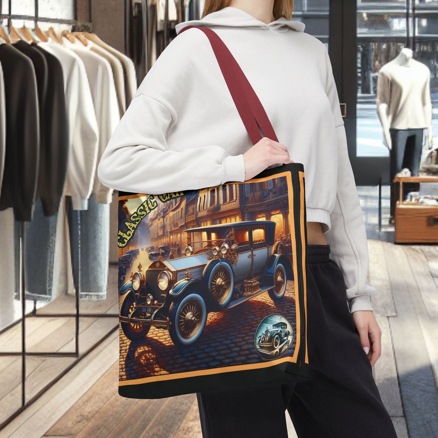 Tote Bag-Classic Car Blue Tote Bag -