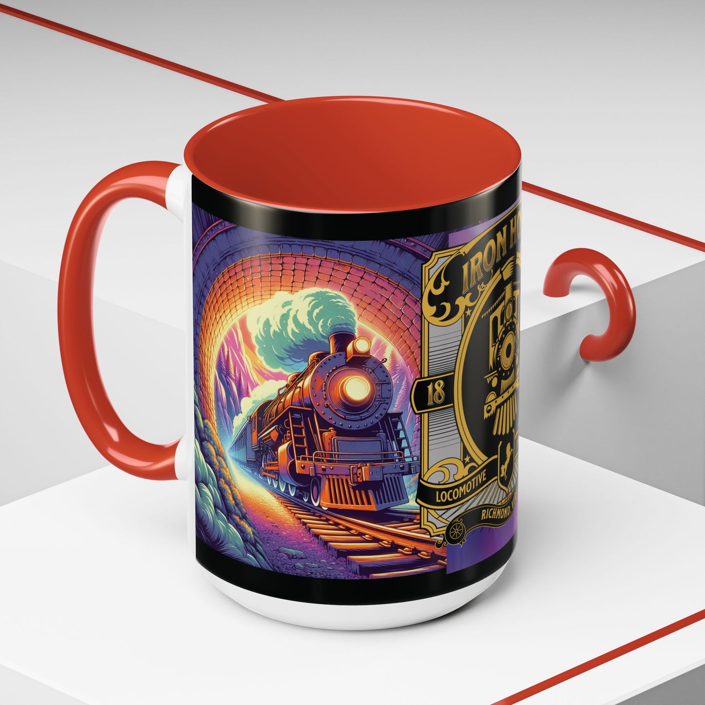 Mug- Steam engine Iron Horse- Accent Coffee Mug (15oz)