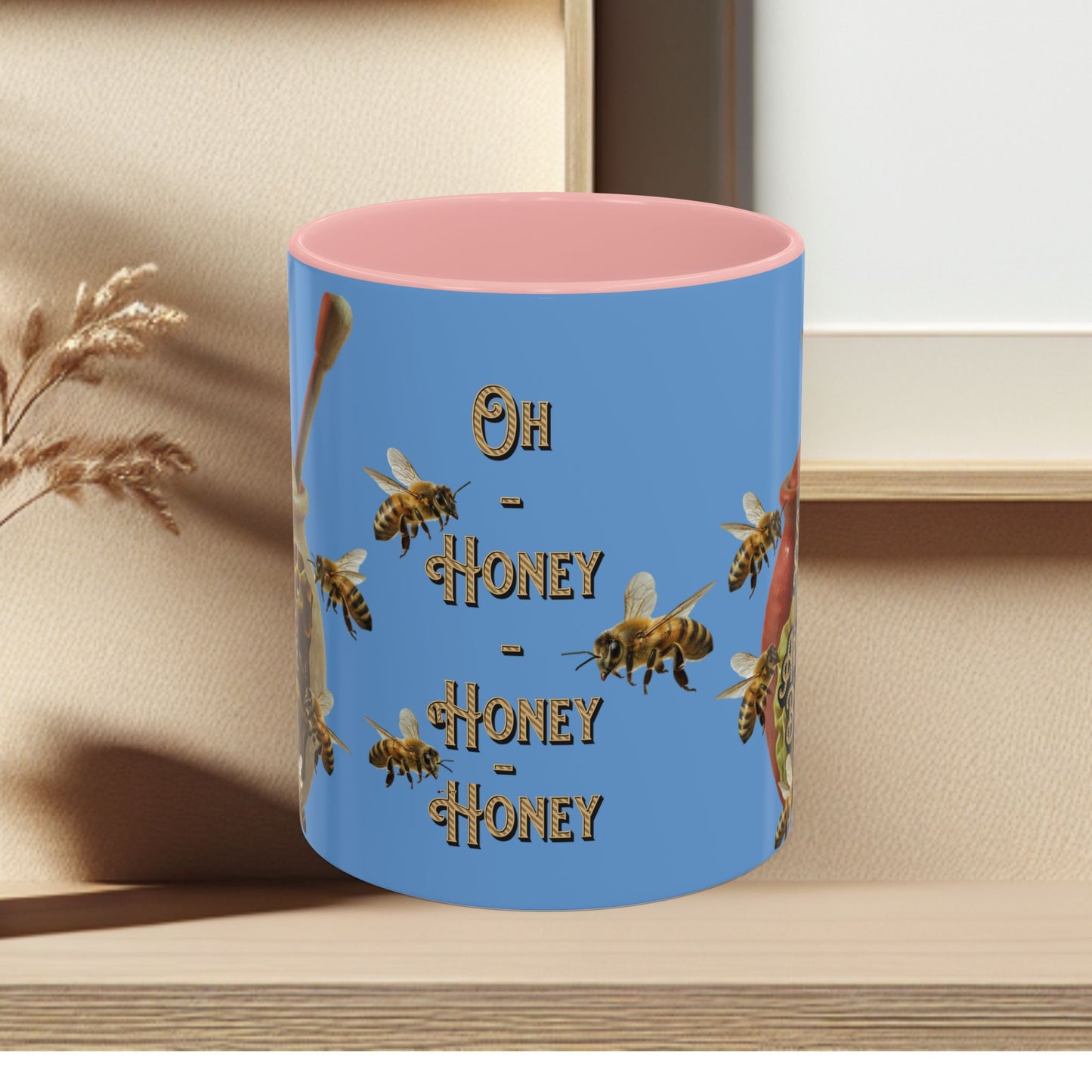 Oh Honey Honey Ceramic Coffee Mug — "Sweet Things Are Made By Bees" Honey Bee Accent Mug