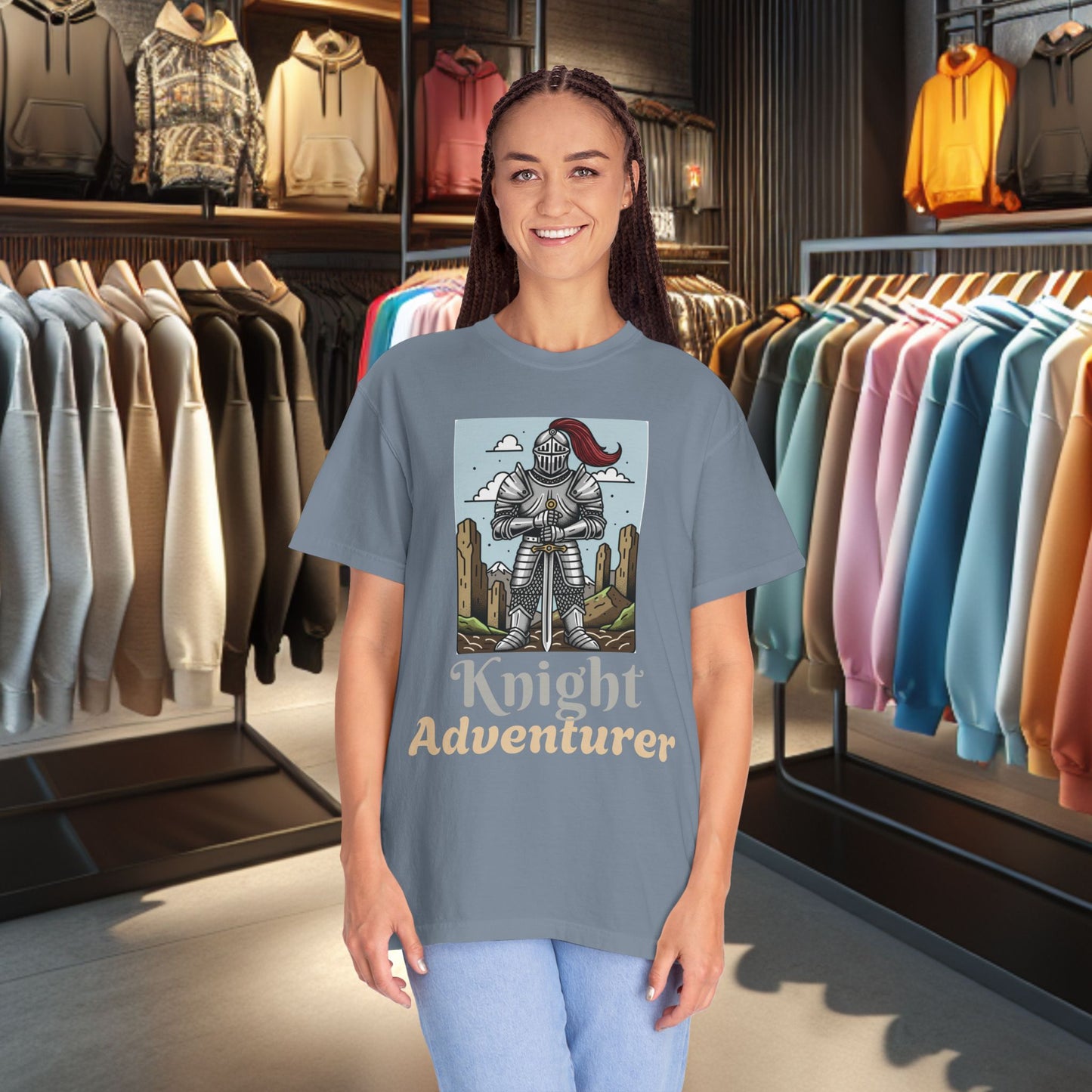 Knight Adventurer Tee — Mideval SR. Knight with Armor and Sward Graphic T-Shirt