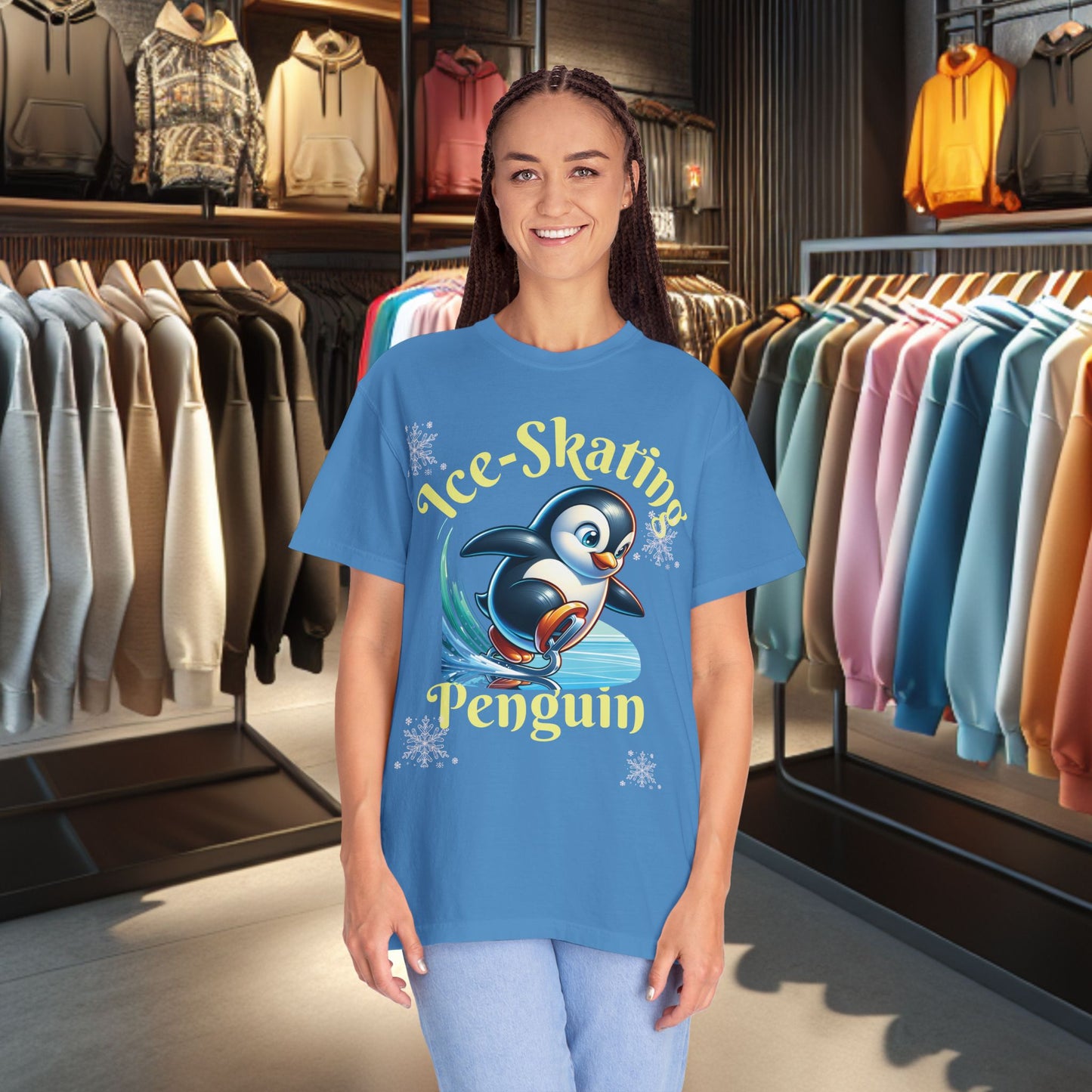 Ice-Skating Penguin T-shirt - Holidays Festive Top