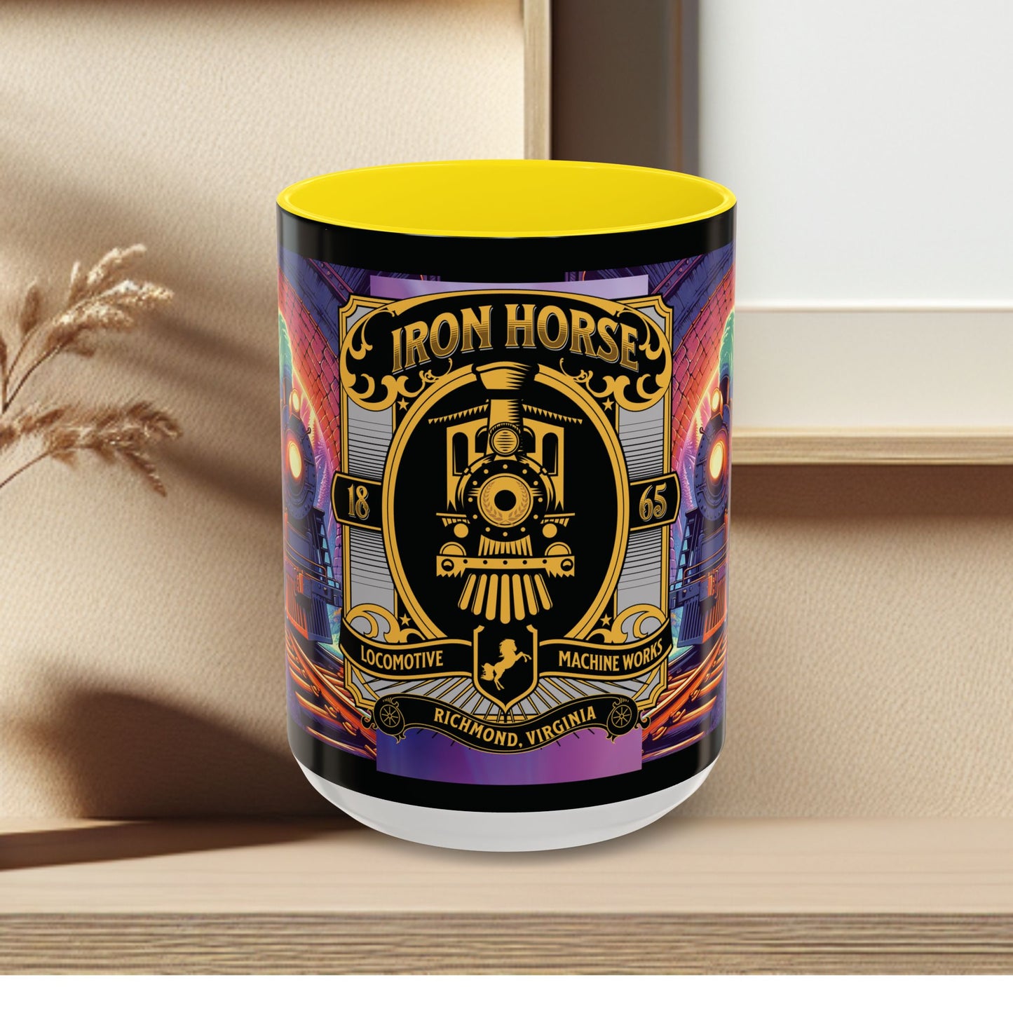 Mug- Steam engine Iron Horse- Accent Coffee Mug (15oz)