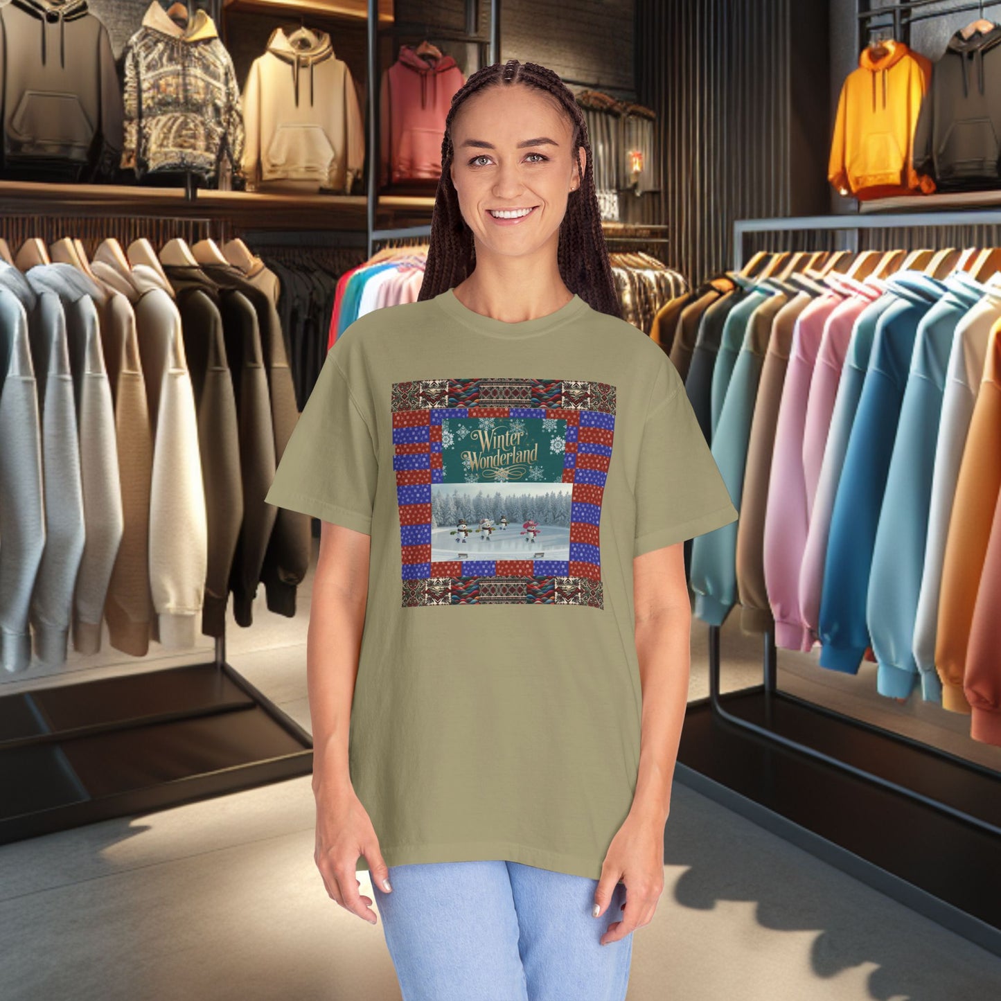 Vintage Winter Wonderland Ice Skating Snowmen/women Tee