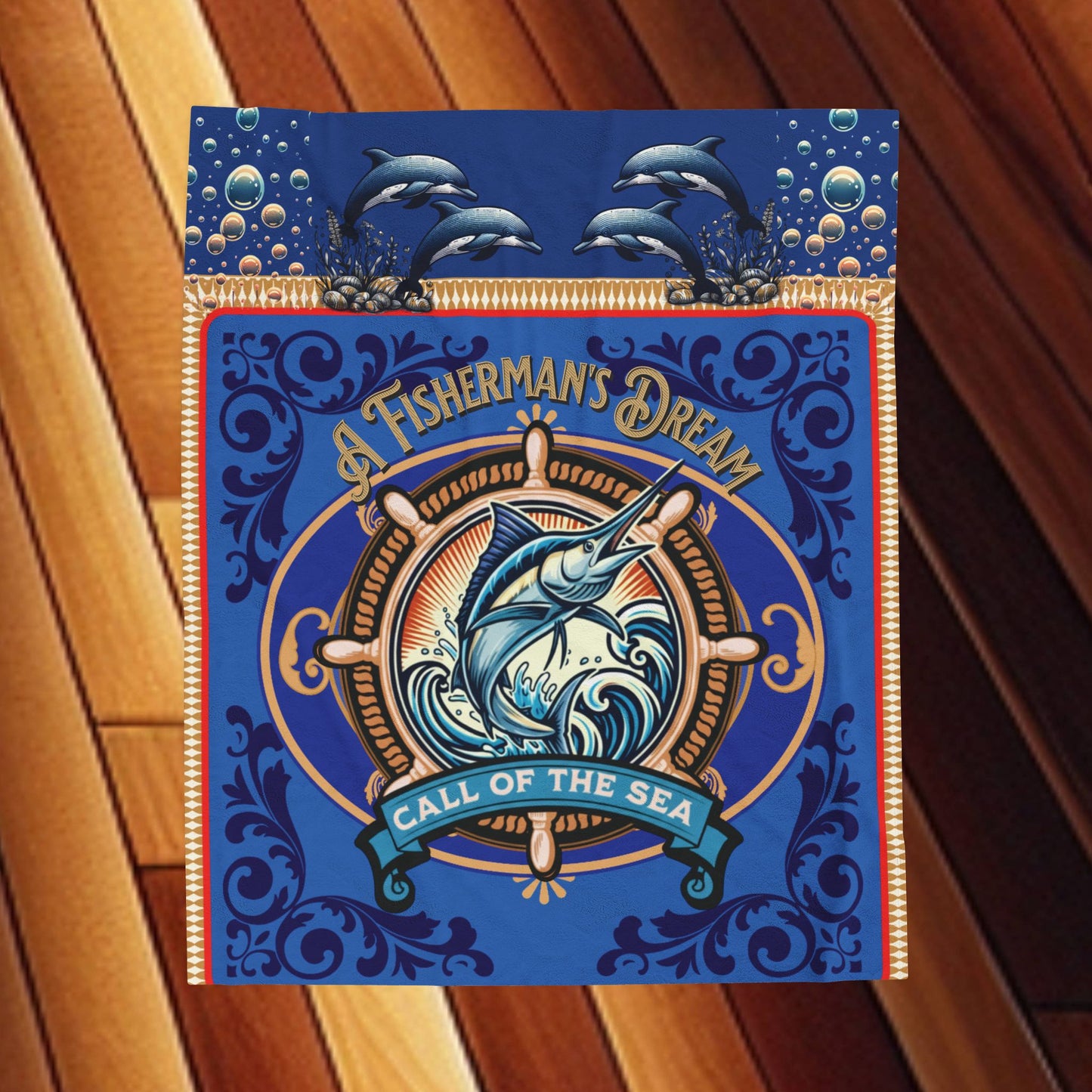 Fisherman's Dream Velveteen Plush Blanket – Cozy Sward Fish Throw