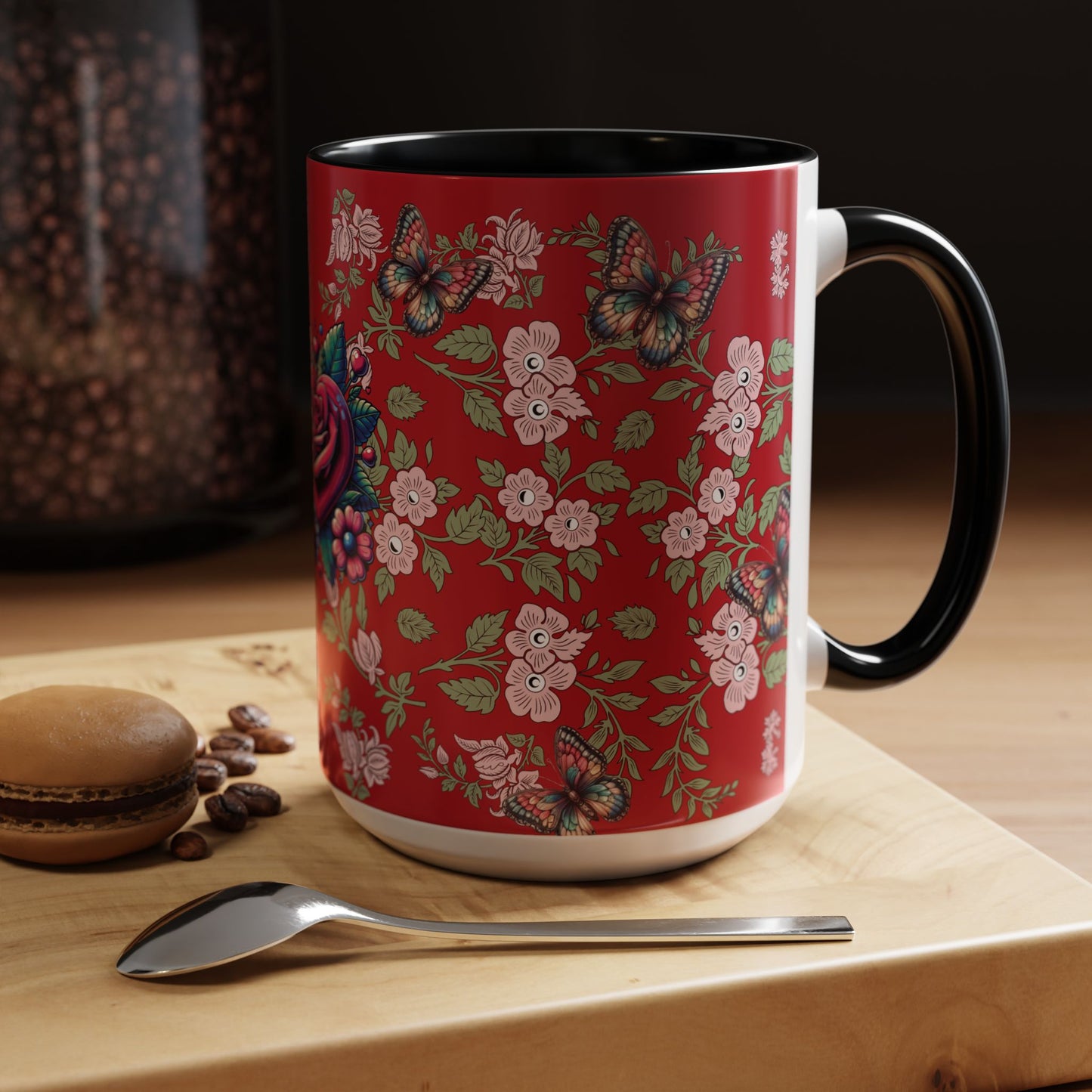 Floral Coffee Mug Red