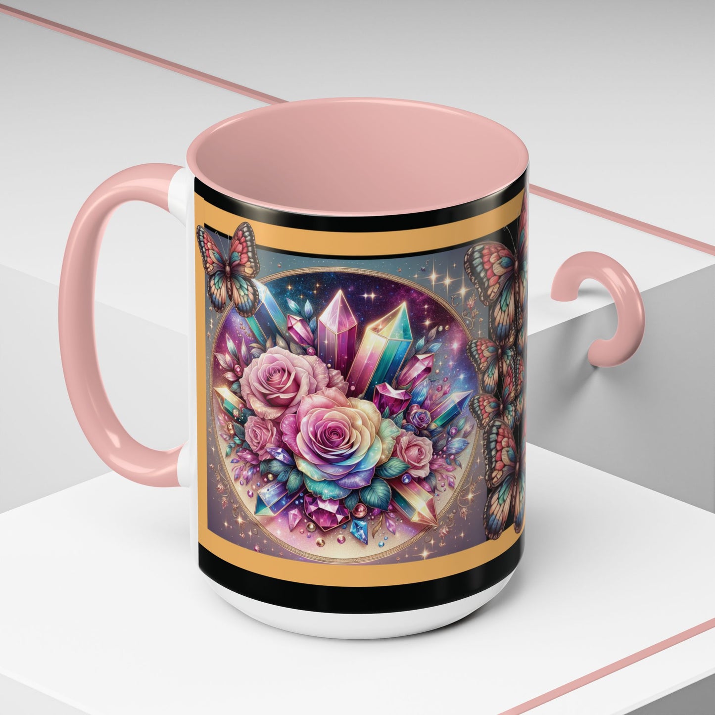 Coffee Mug Butterflys and Flowers