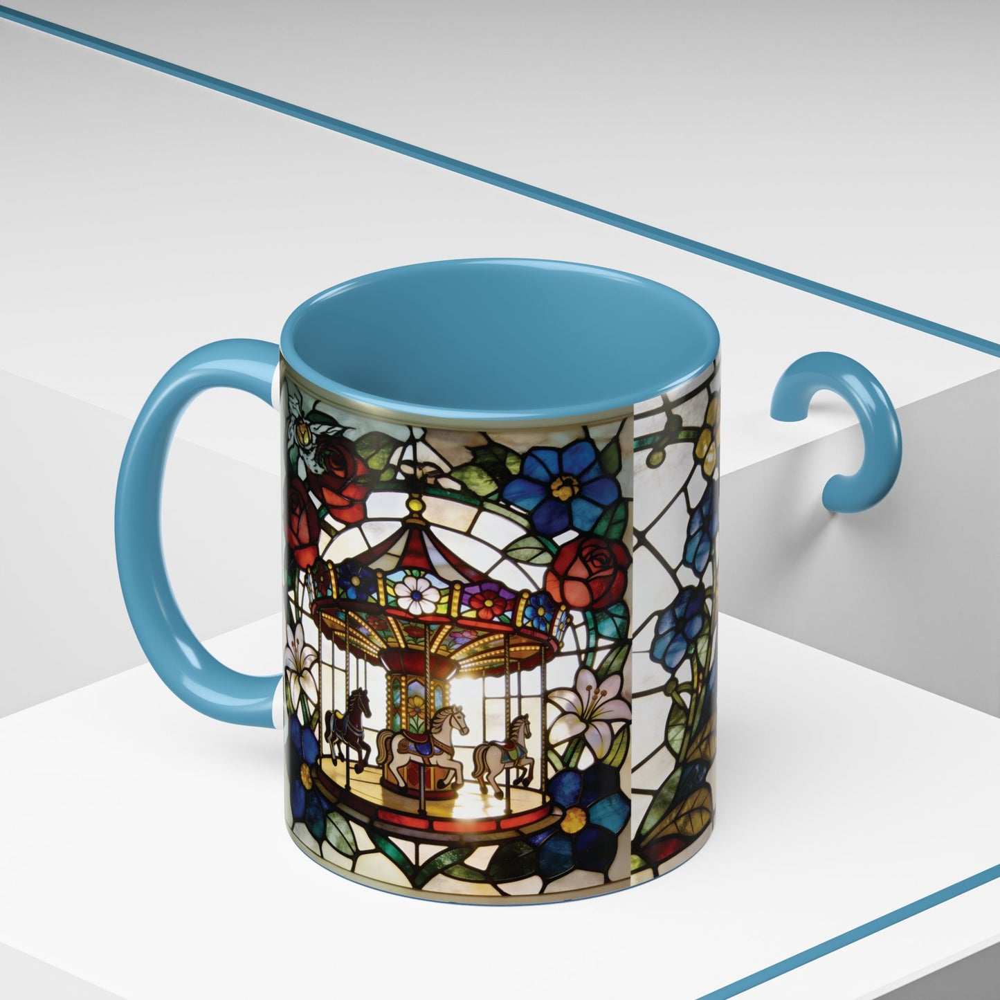 Stained Glass Carousel Accent Coffee Mug (11/15oz)