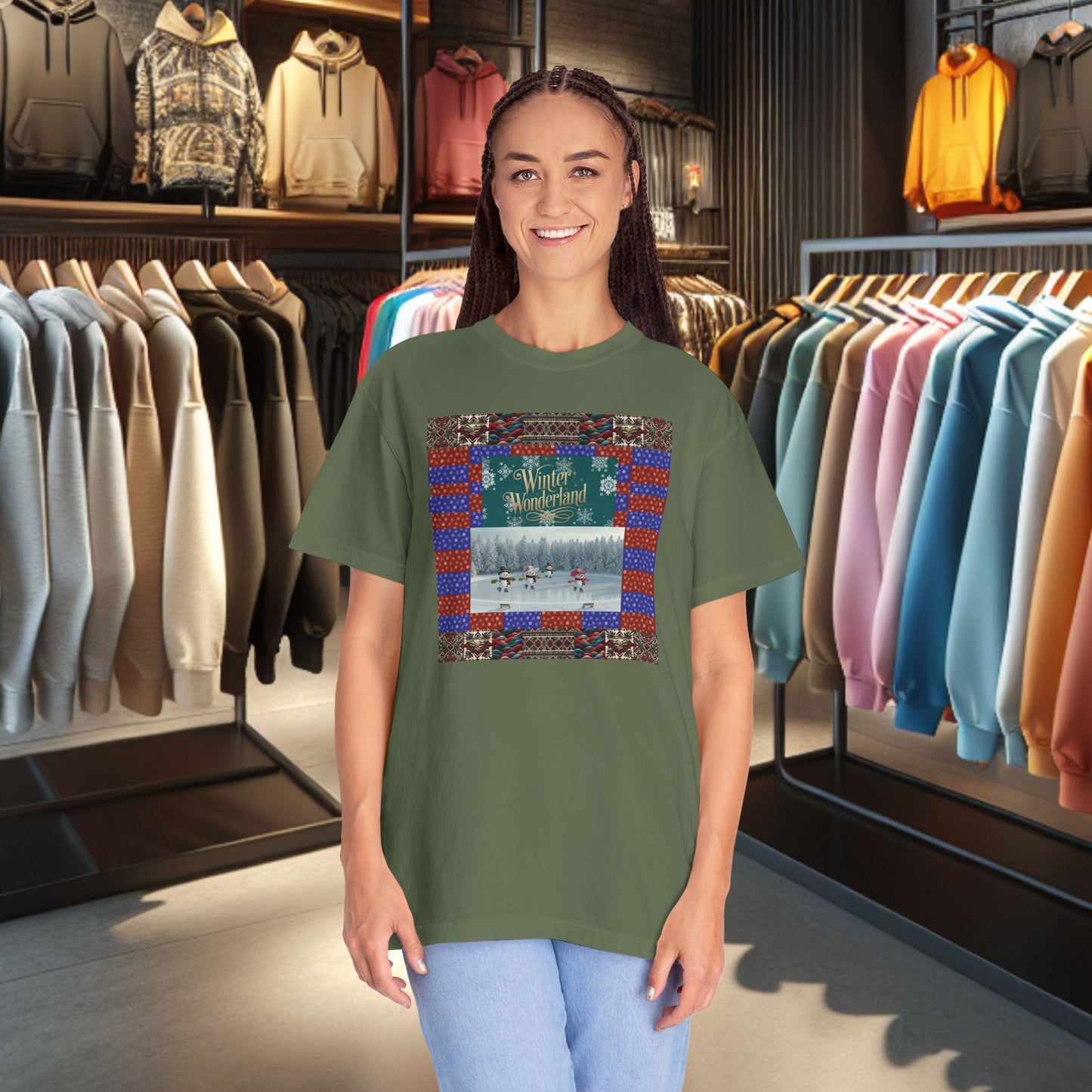 Vintage Winter Wonderland Ice Skating Snowmen/women Tee