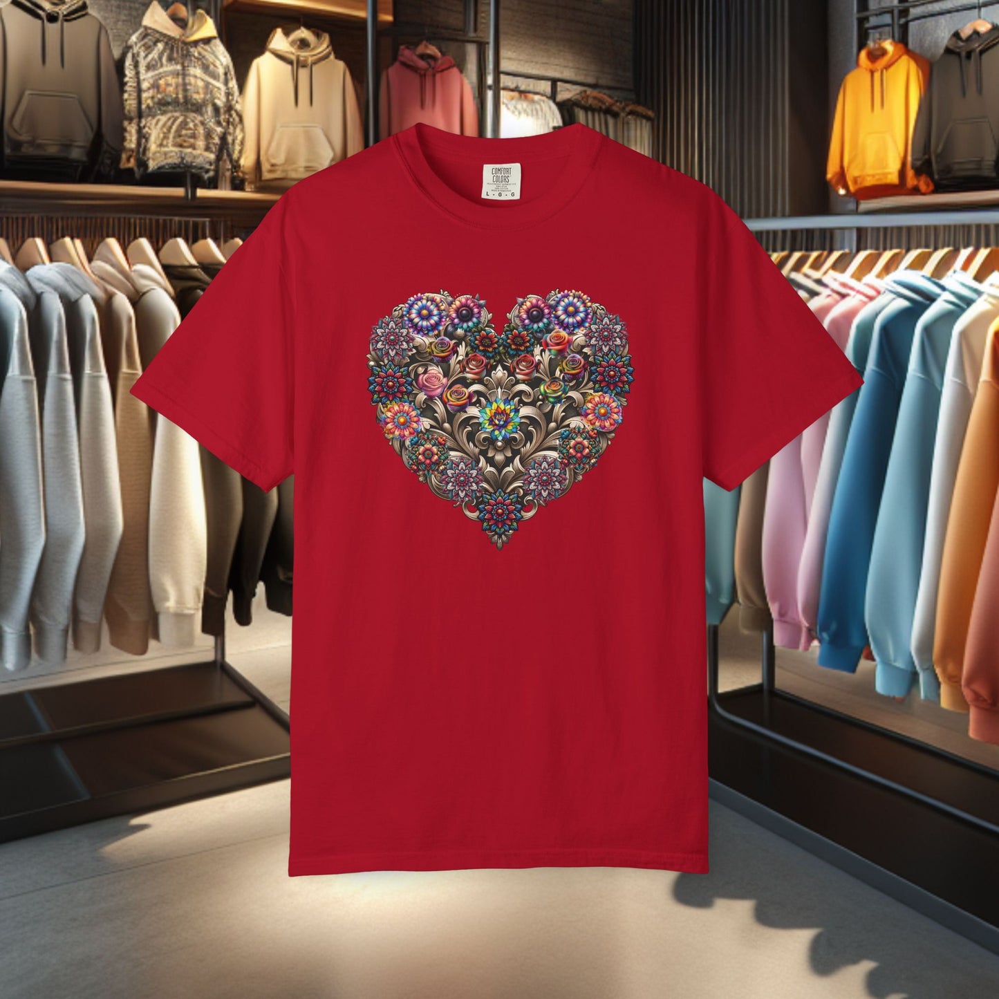 Floral Heart T-Shirt — Romantic Botanical Graphic Tee