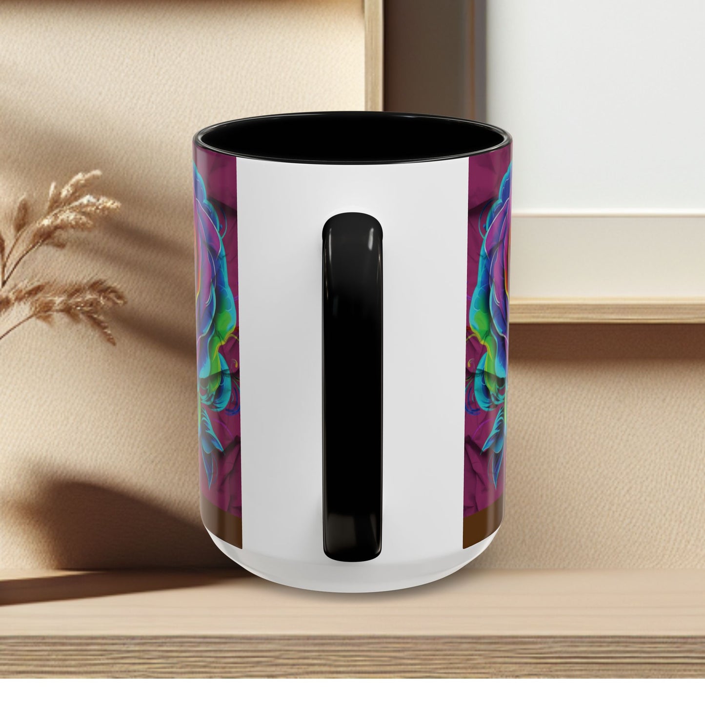 Rainbow Rose Accent Coffee Mug — Colorful Floral 11/15oz