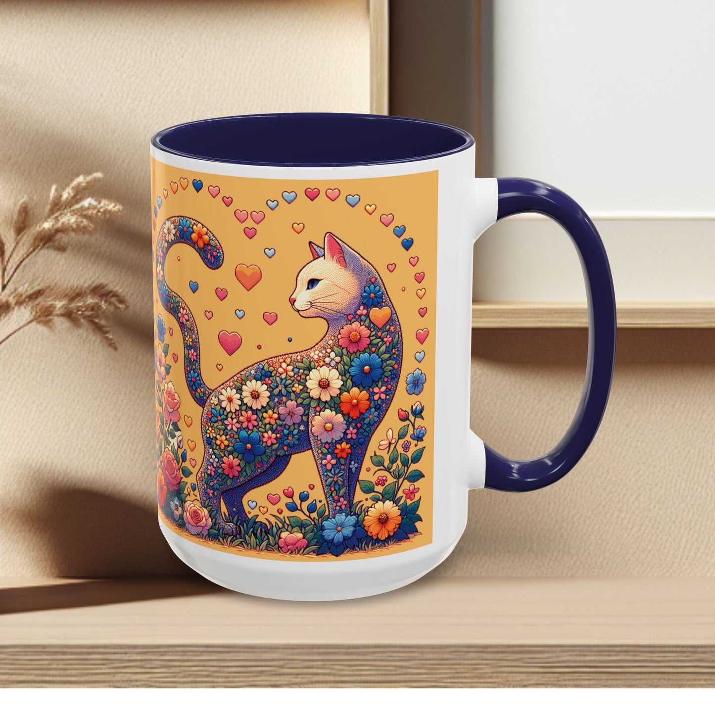 Mug- Loving Cat - Accent Coffee Mug (11oz, 15oz) (AOP)