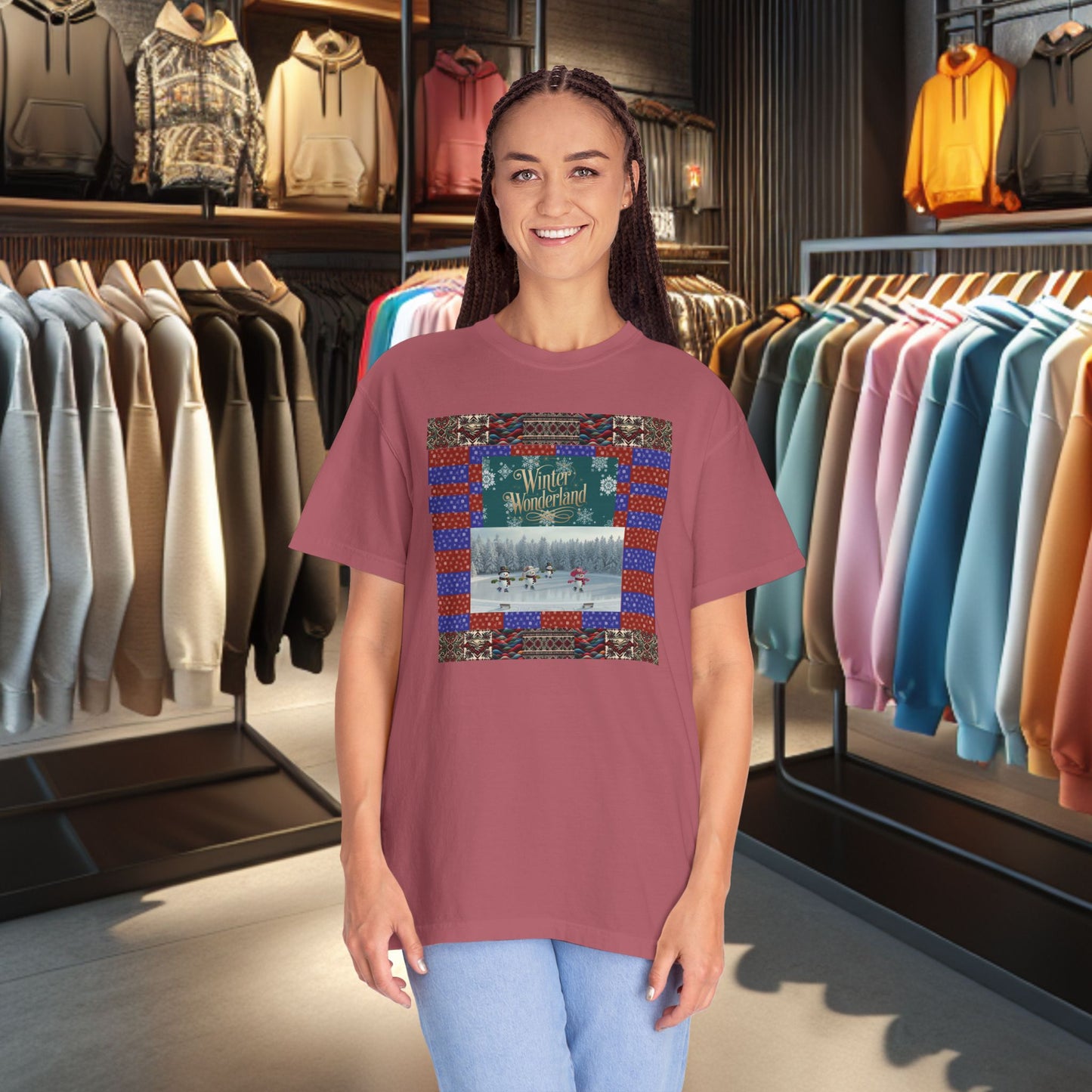 Vintage Winter Wonderland Ice Skating Snowmen/women Tee