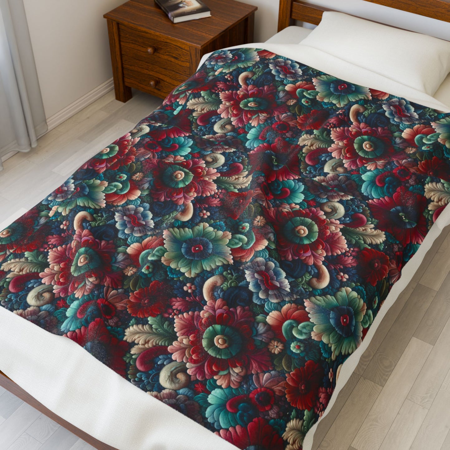 Beautiful Flower Velveteen Plush Blanket — Floral Throw Blanket