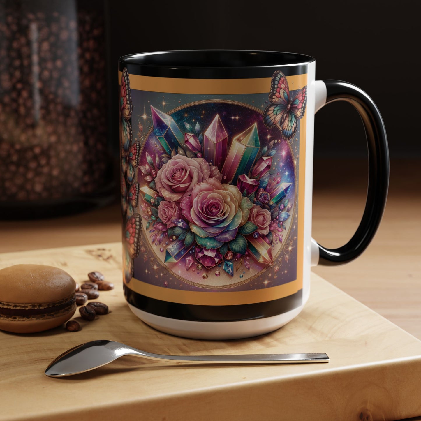 Coffee Mug Butterflys and Flowers