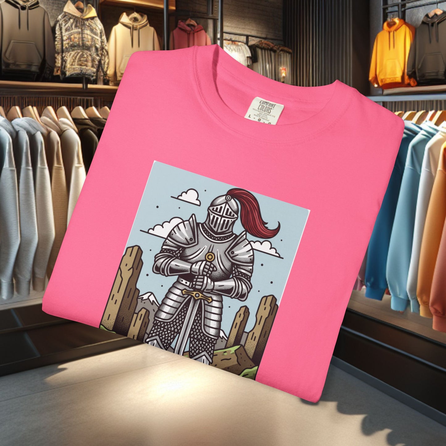 Knight Adventurer Tee — Mideval SR. Knight with Armor and Sward Graphic T-Shirt
