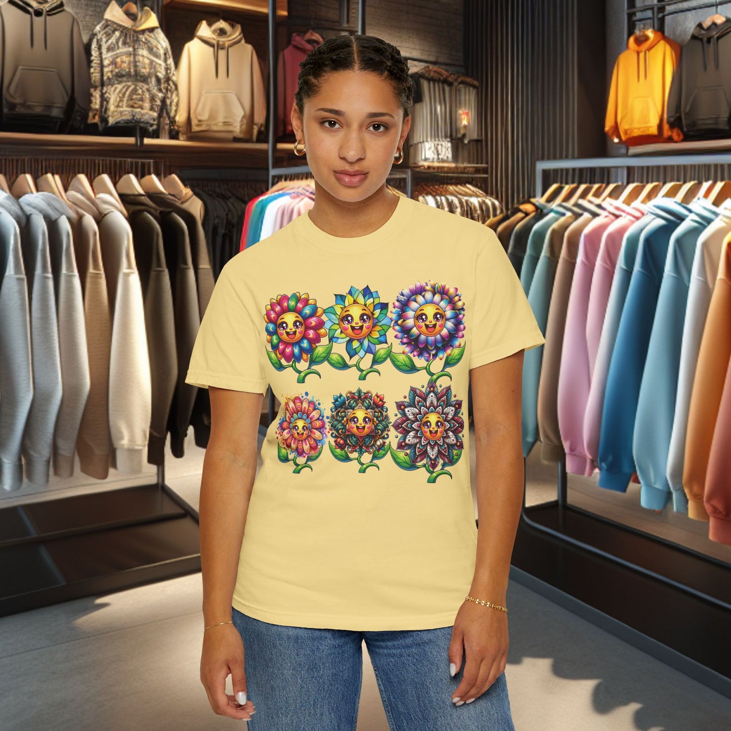 Happy Flowers Garden T-Shirt — Floral Garden Tee for Spring & Everyday