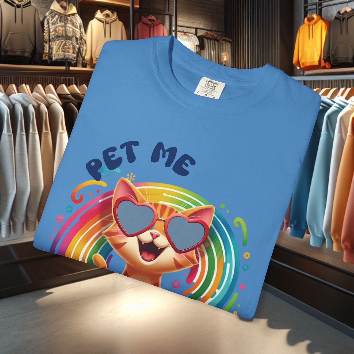 Groovy Orange Kitty Tee — "Pet Me" Dyed T-Shirt