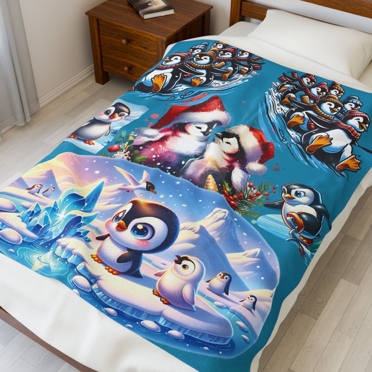 Penguins at Play - Velveteen Plush Blanket