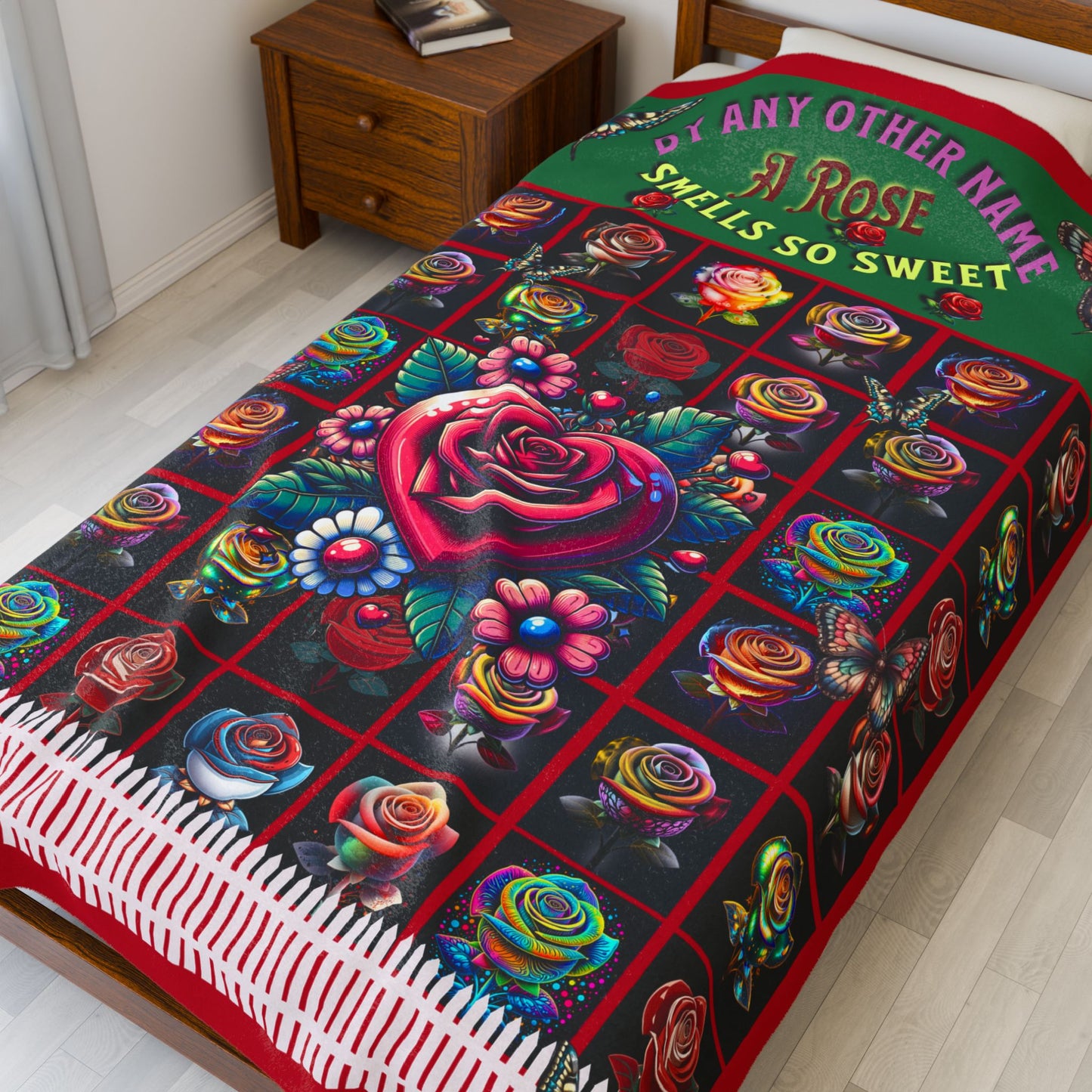Pink By Amy Other Name Colorful Floral Velveteen Plush Blanket 60" X 80", 50" x 60", 30" X 40"